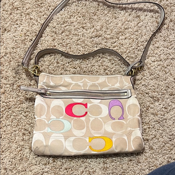 Coach Multicolor Logo Beige Crossbody Bag - Picture 2 of 4